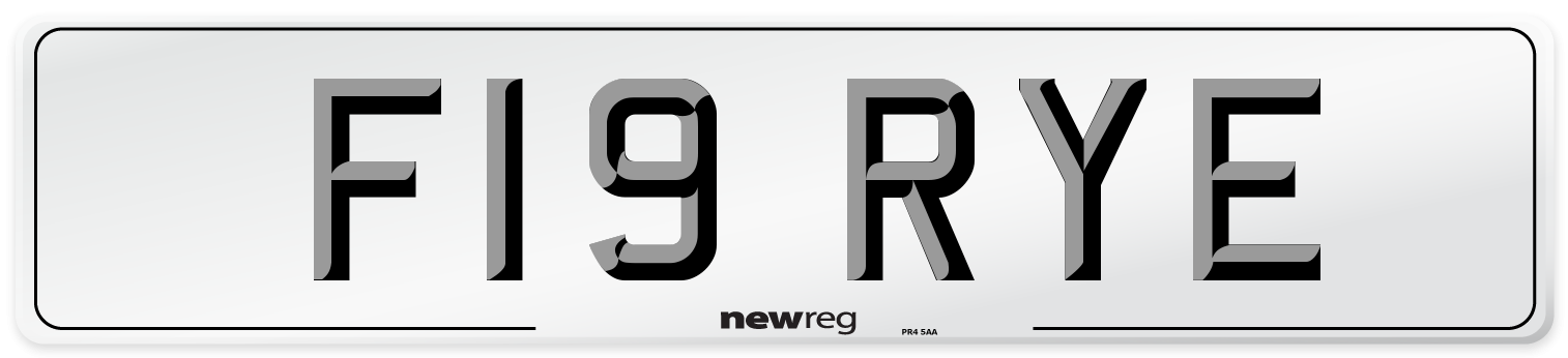 F19 RYE Number Plate from New Reg